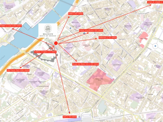 Maison Bout du monde château Angers, le plan de situation Angers centre-ville Maison Bout du monde château Angers, le plan de situation Angers centre-ville